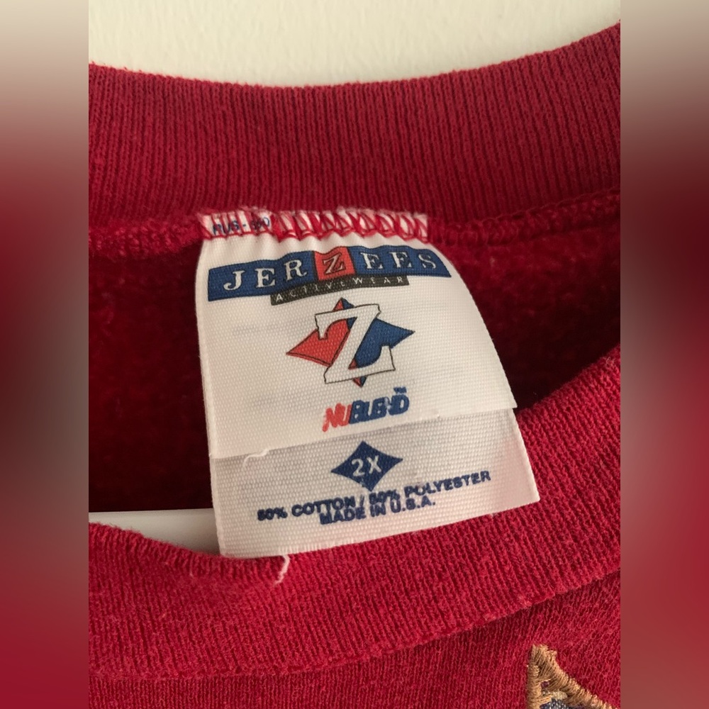 Vintage Quilted Pattern Jerzees Red Crewneck Swea… - image 3